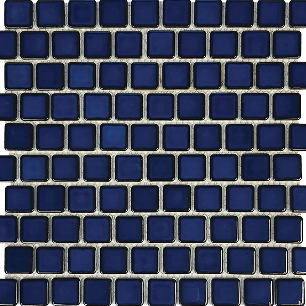 Cobalt Blue Porcelain Mosaic Pool Tile 1x1 - 12x12 Sheet Grade 1