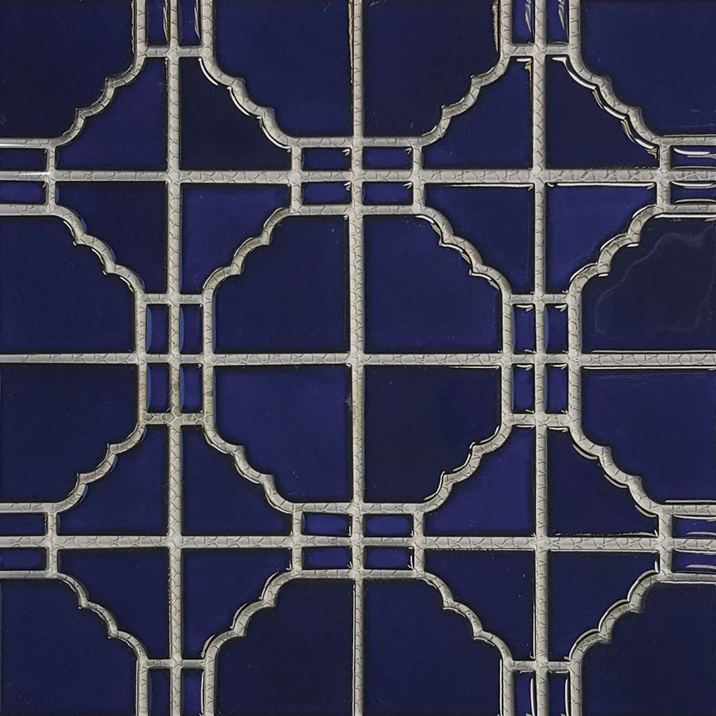 Cobalt Blue Porcelain Pool Mosaic Tile 6x6 Sunburst - Mediterranean Collection Design