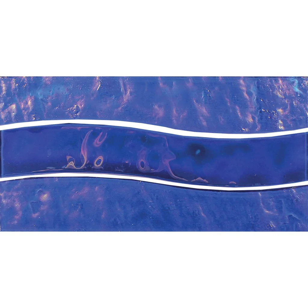 Cobalt Wave Glass Pool Tile 6x12 - Waterline Iridescent Finish