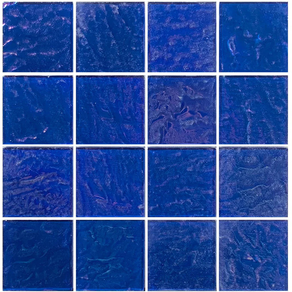 Aquatica Cobalt Textured Glass Mosaic Tile 3x3 Inch - 12x12 Sheet Piazza Collection
