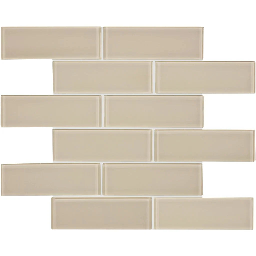 Contemporary Earth Tone Brick Look Glass Tile 11.75 x 11.75 Inch - Element Collection