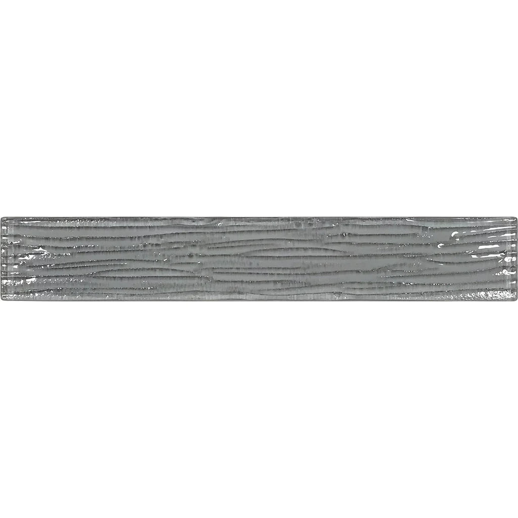 Gray Bamboo Textured Glass Tile 2x12 - Modern Contemporary Style