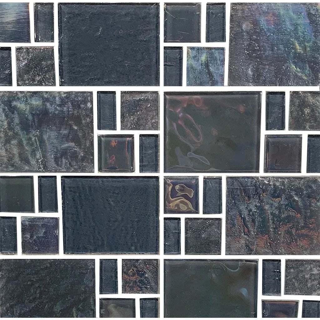 Aquatica Gray Random Pattern Glass Mosaic Tile 11.75x11.75
