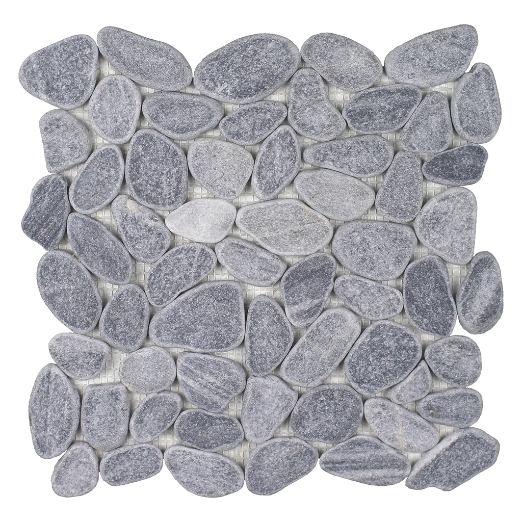 Aquatica Grey Sliced Pebble Mosaic Tile 11.5x11.5 Beachstones Natural Stone Collection