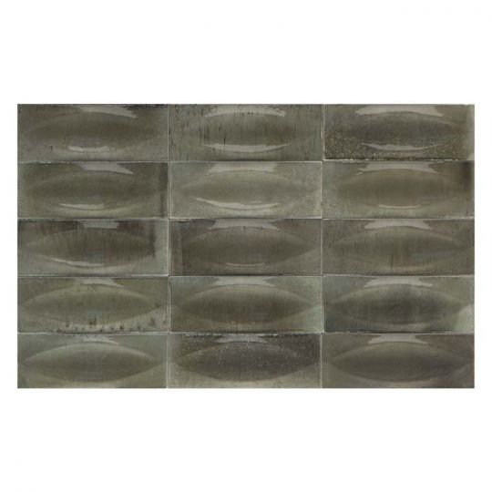 Porcelain Pool Tile Aquatica Grigio 3D Egg Deco Glossy 3 Inch x 8 Inch