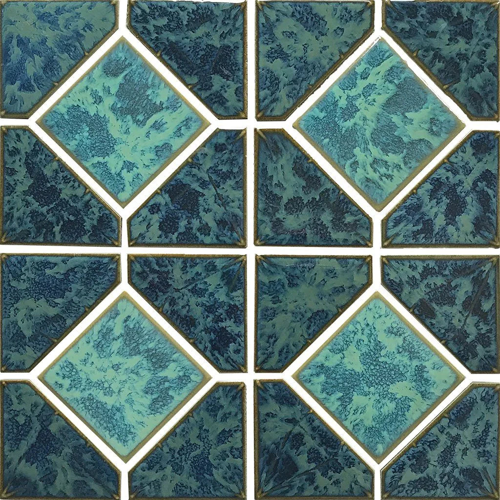 Gulf Blue Akron Porcelain Mosaic Tile 12x12 Sheet Glossy