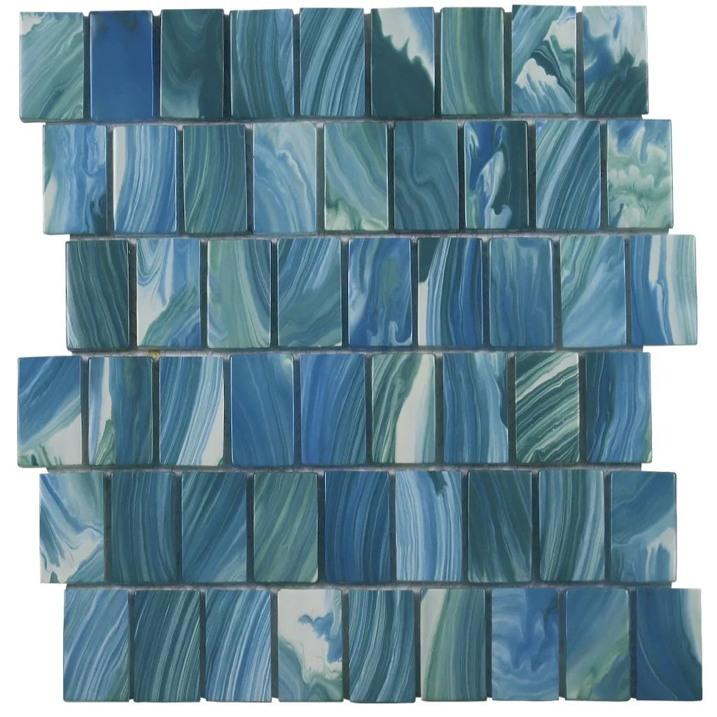 Glass Mosaic Tile Gulf Stream Premium 1.5x2 - Slip Stream Collection Sheet 11.75x11.5