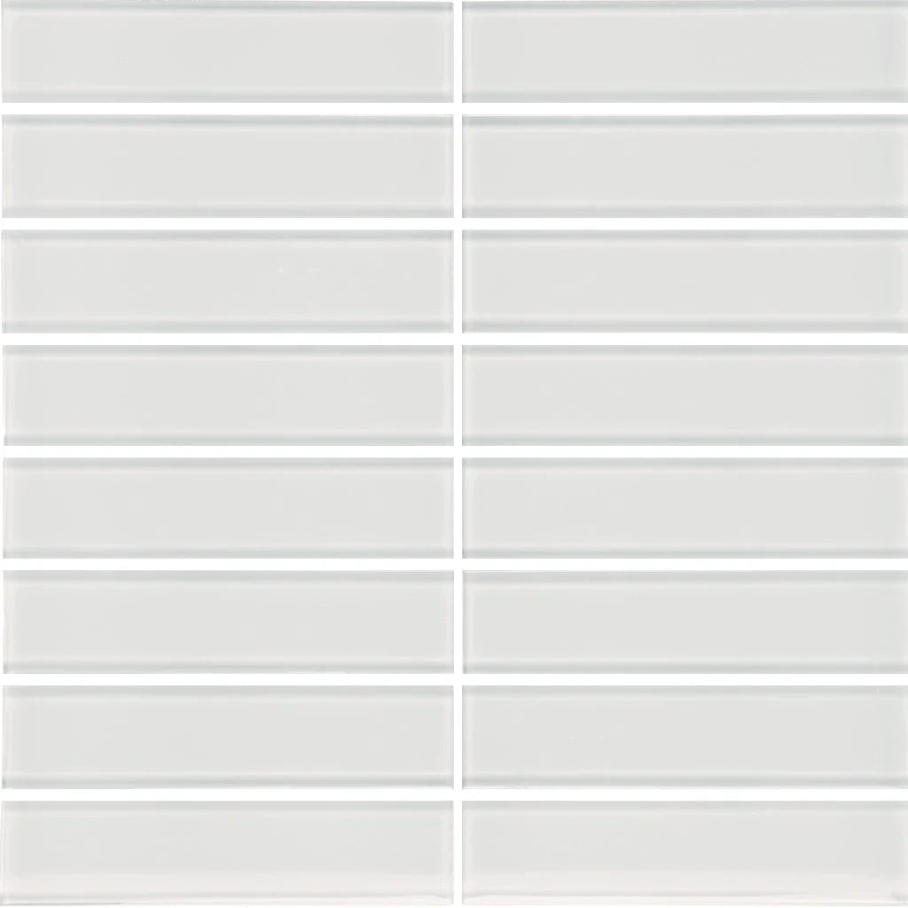 Aquatica Ice Stacked Glass Mosaic Tile 1.5 x 6 Linear Format Sheet 11.75 x 11.75