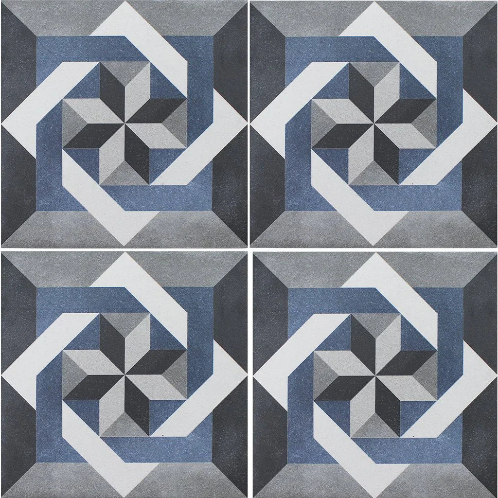 Porcelain Pool Tile 6x6 Aquatica Isabelle Fleur - Traditional