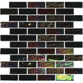 Black Glass Mosaic Tile 1x3 Rectangular Pre-mounted Mesh Backed Sheets 11.50x11.75