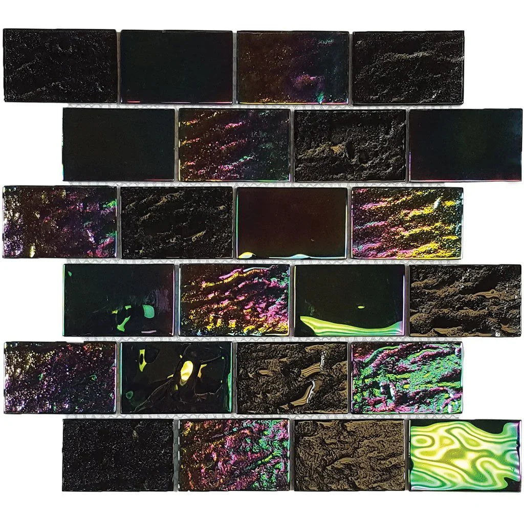 Black Glass Mosaic Tile Aquatica Laguna 2x3 Nautical Collection