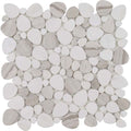 Light Wood Grain Italian White Marble Pebble Mosaic 11.75x12
