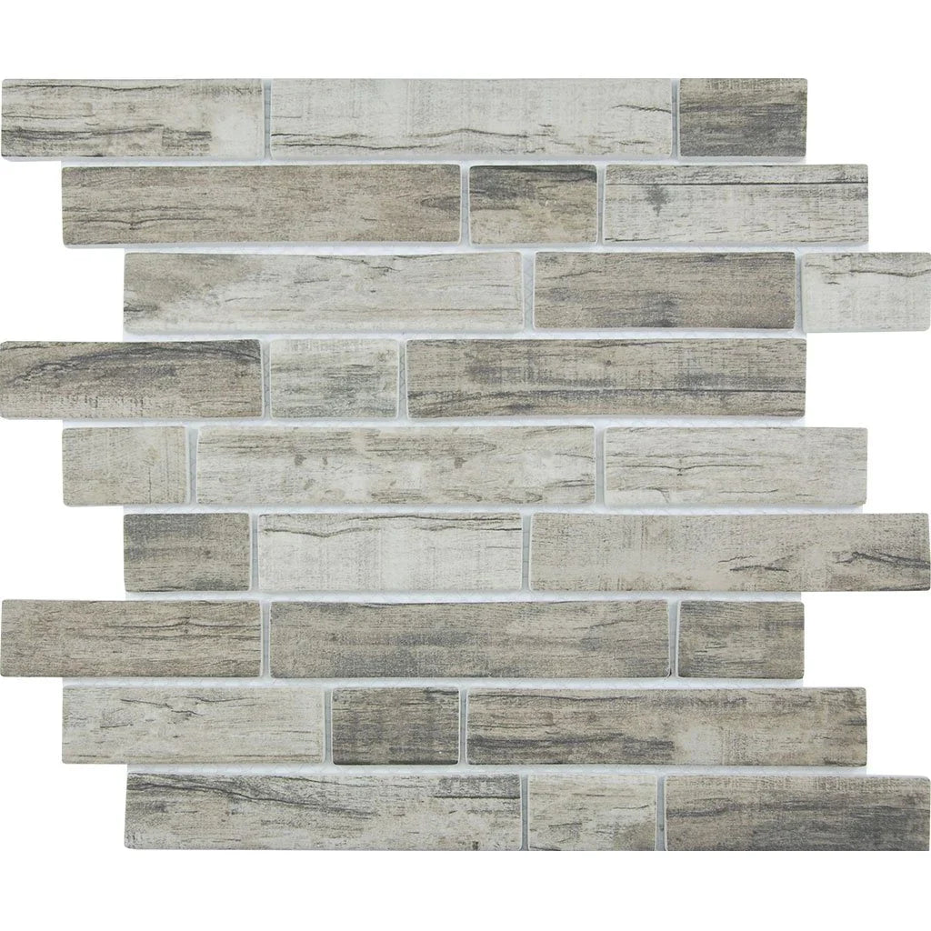 Aquatica Linden Multi Linear Glass Mosaic Tile 11.75x11.5 Bark Collection