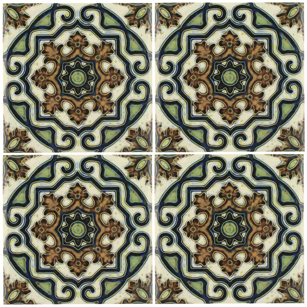 Porcelain Maioliche Collection Pool Tile 6x6 Inch Square - Mediterranean Designs