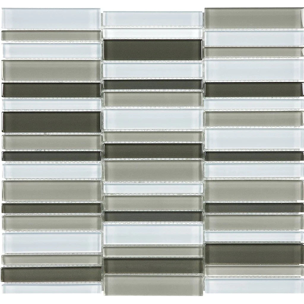 Aquatica Mineral Blend 1x4 Stacked Glass Mosaic Tile Linear