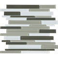 Aquatica Mineral Blend Multi Linear Glass Tile 11.75x11.75 - Modern Brick Aesthetic
