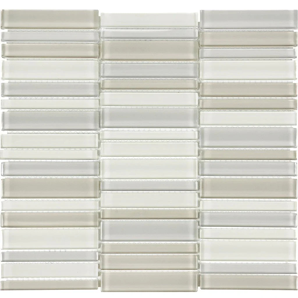 Aquatica Natural Blend Glass Mosaic Tile 1x4 Stacked 11.25x11.75