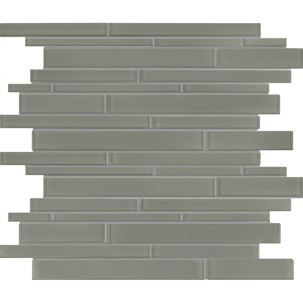 Natural Blend Multi Linear Glass Tile Brick Look 11.75x11.75 - 8mm Grade 1