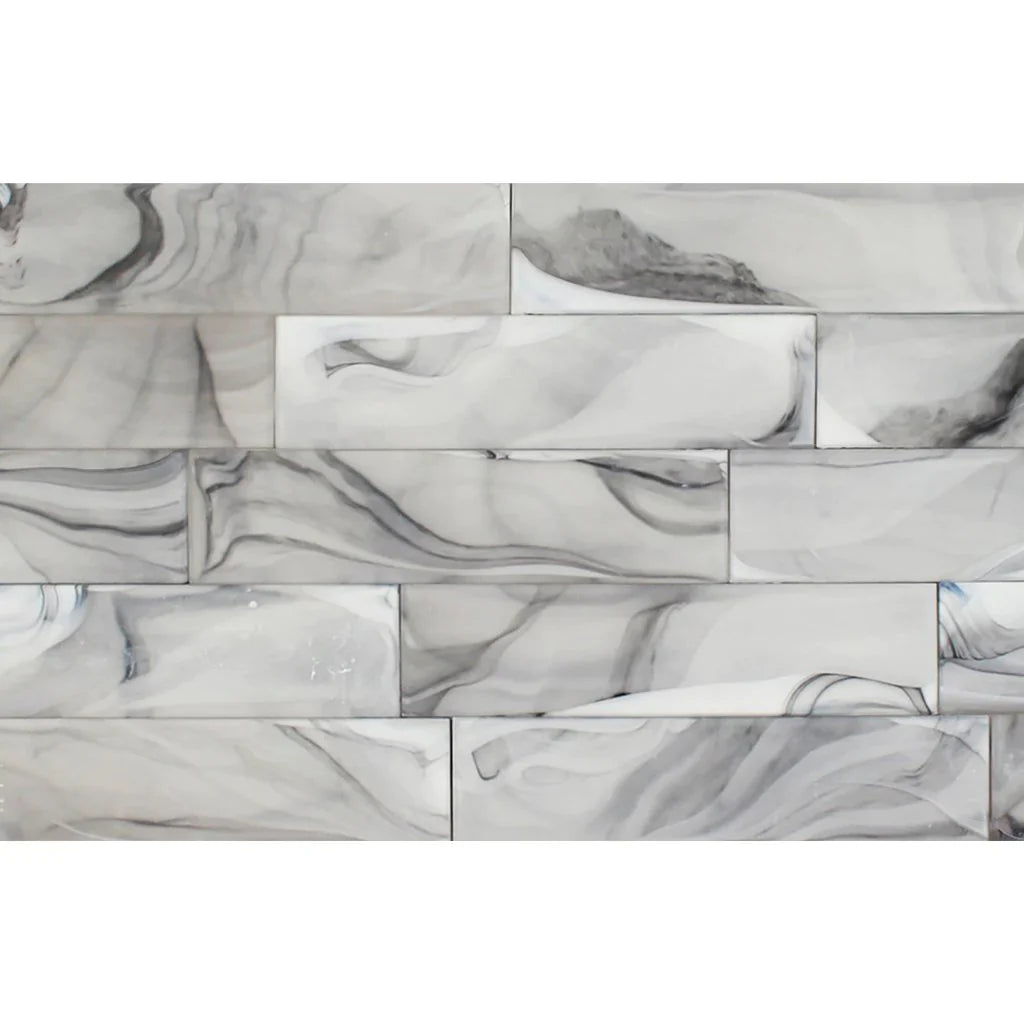 Gray Glass Tile 3x12 Inch - Semi-Glossy Finish Backsplash