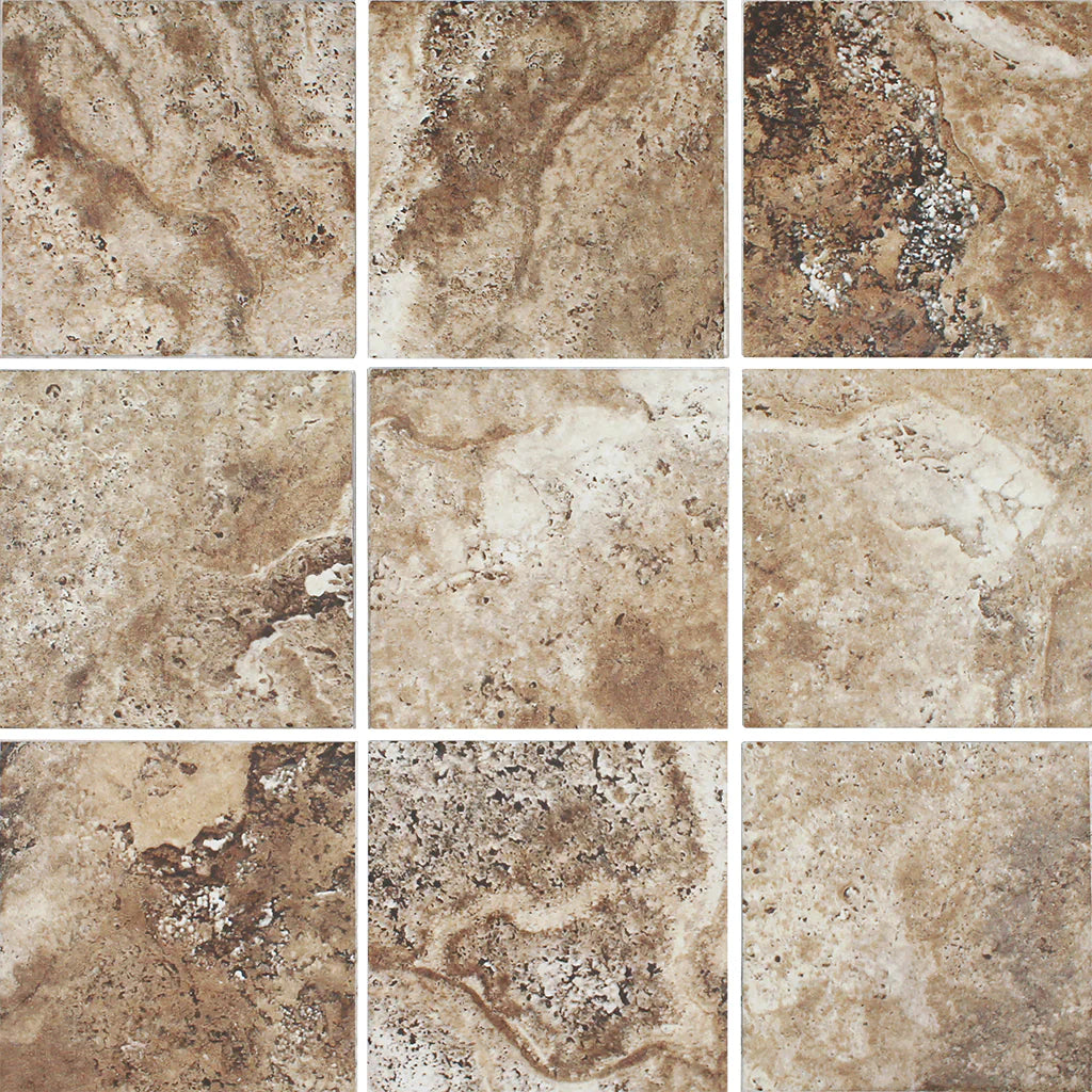 Noce Porcelain Pool Tile 6x6 - Scavo II Collection Traditional