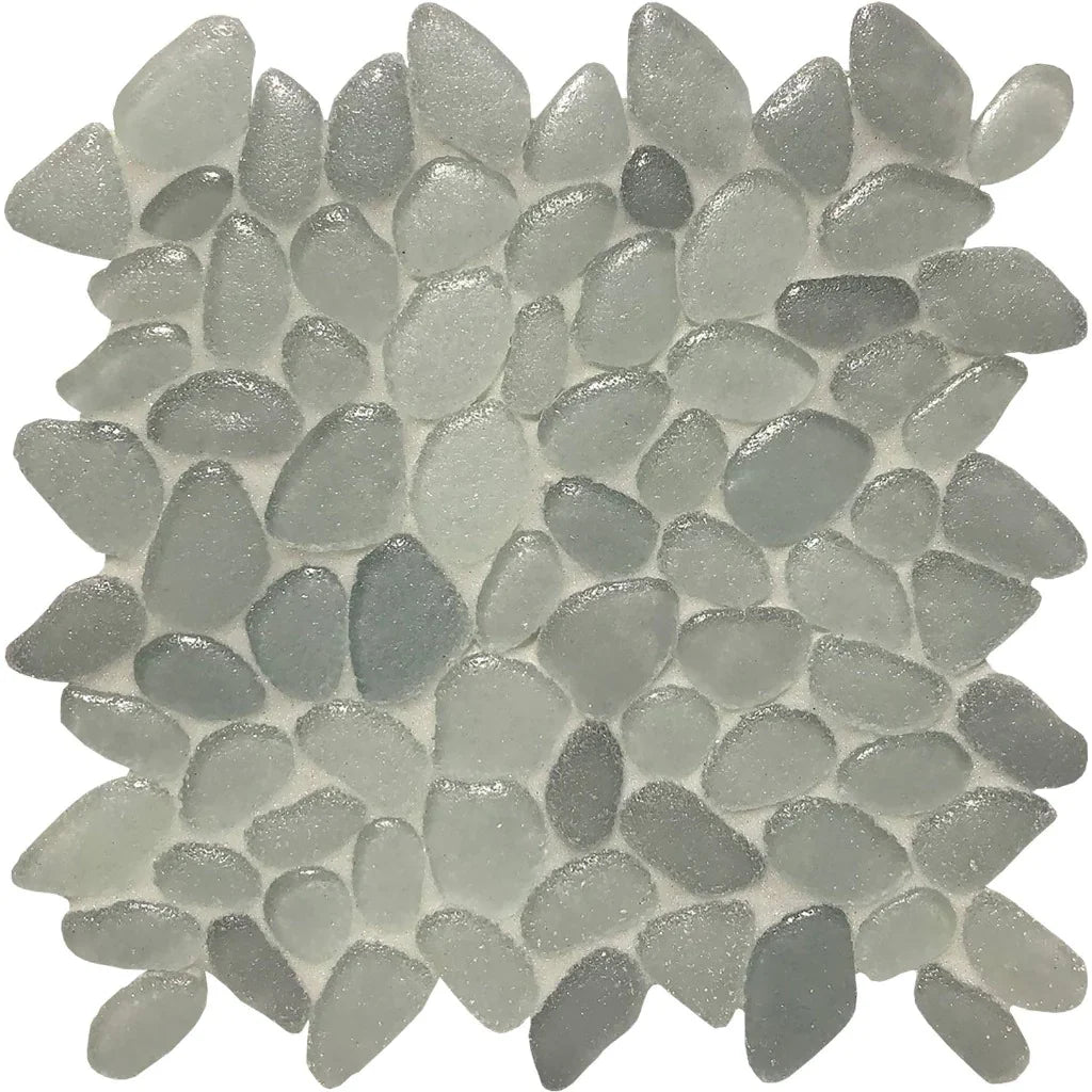 Oyster Silver Random Pebble Stone Mosaic Tile 10.5x10.5 Aquatica Liquid Rocks Collection