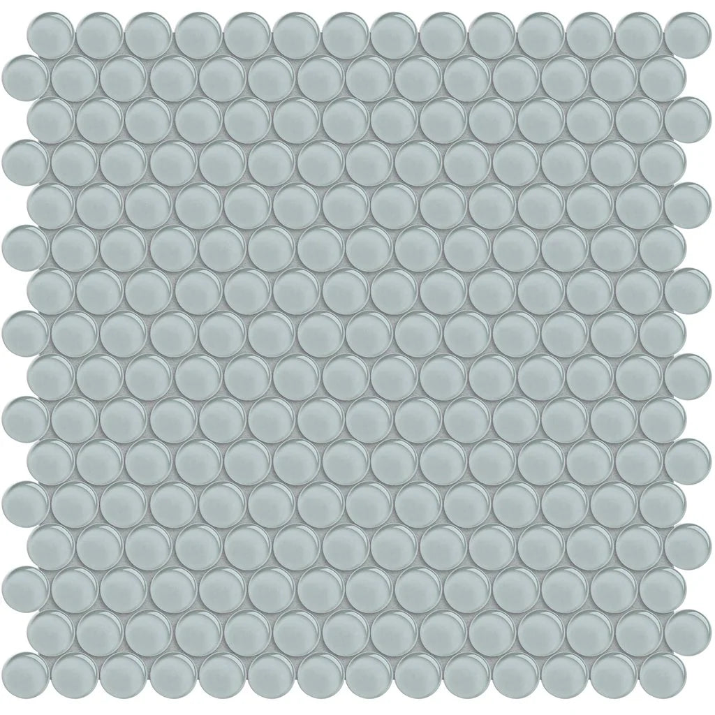 Penny Round Cloud Glass Mosaic Tile 11.50 x 11.75 Sheet - Satin Finish Contemporary