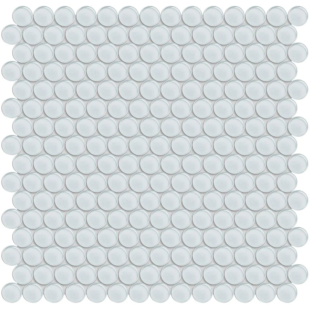 Penny Round Ice Glass Mosaic Tile 11.50x11.75 - Contemporary Spa Aesthetic Finish