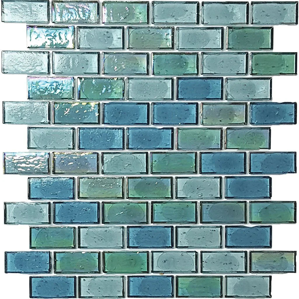 Aquatica Pier Reflective Glass Mosaic Tile 1x2 Sheet 11.5x12.5 Superior Collection