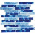 Glass Mosaic Tile Aquatica Pool Blend 1x6 Inch 11.75x12 Sheet - Flower Glass Collection