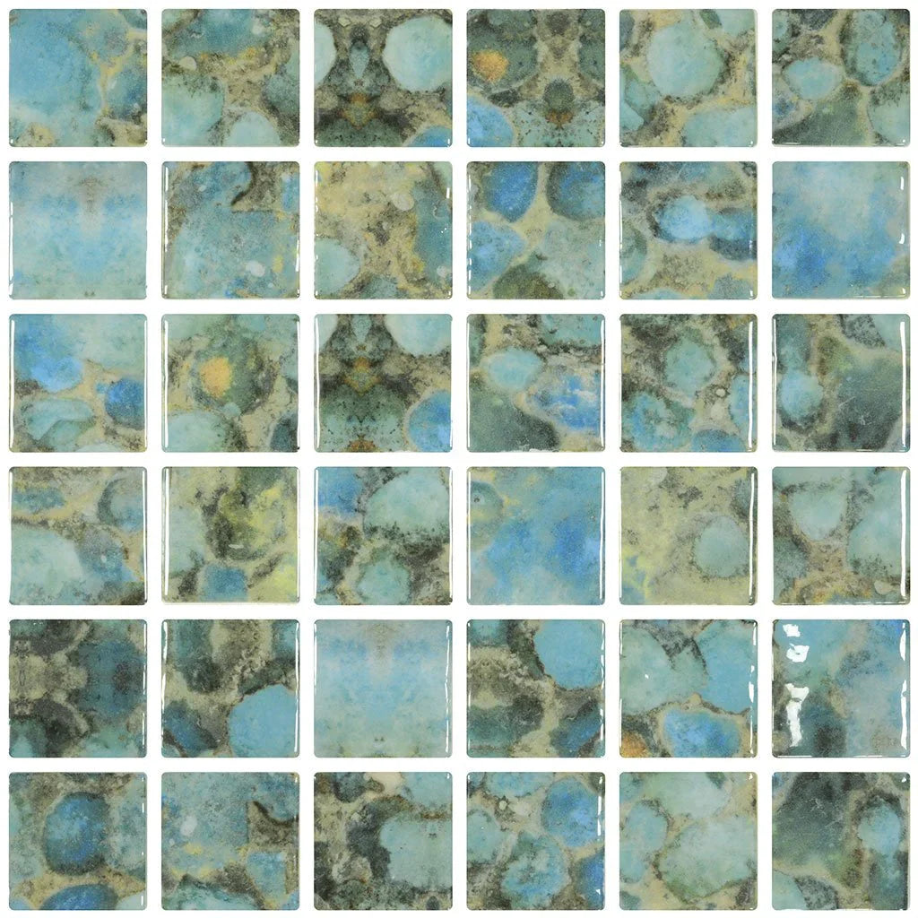 Glass Mosaic Tile Aquatica Rodas 2x2 Pre Mounted 12.25x12.25