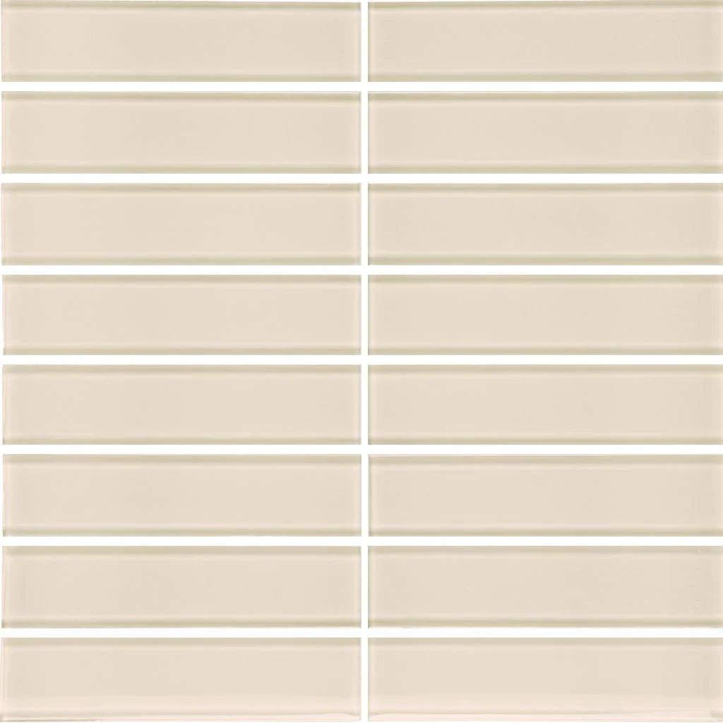 Aquatica Sand Rectangular Stacked Glass Mosaic Tile 1.5x6 - Premium Grade 1 Tile