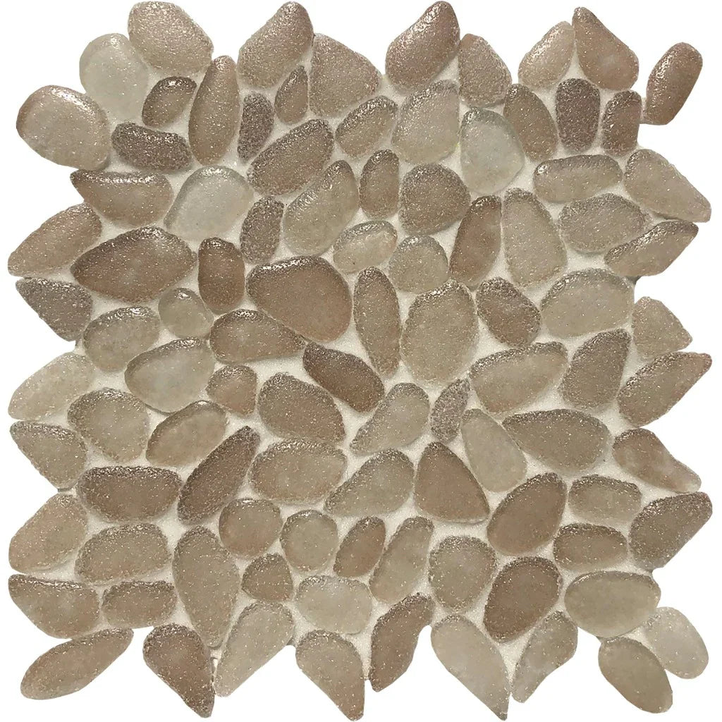 Sandy Beige Natural Stone Random Pebble Mosaic Tile 10.5x10.5