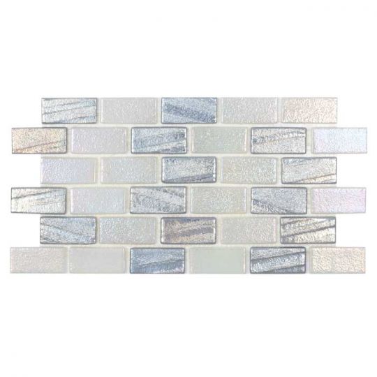 Silver Iridescent Glass Mosaic Tile 1x2 12x12 Illusions Collection