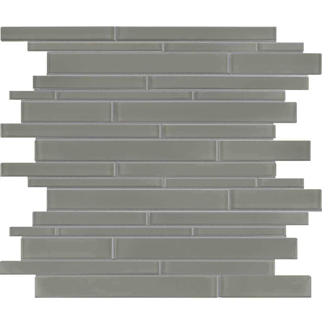 Smoke Multi Linear Glass Mosaic Tile - Backsplash 11.75x11.75