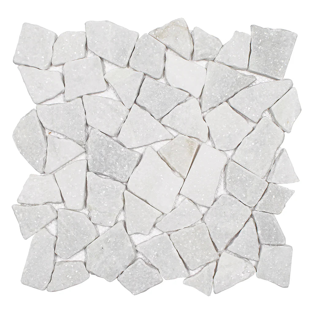 Sparkly White Pebble Mosaic Tile - Matte Finish 12.50 x 12.25