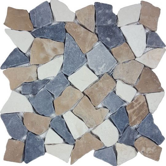 Tan White Gray Tumbled Pebble Mosaic Tile Polished Ocean Stones Collection 11.25x11.25