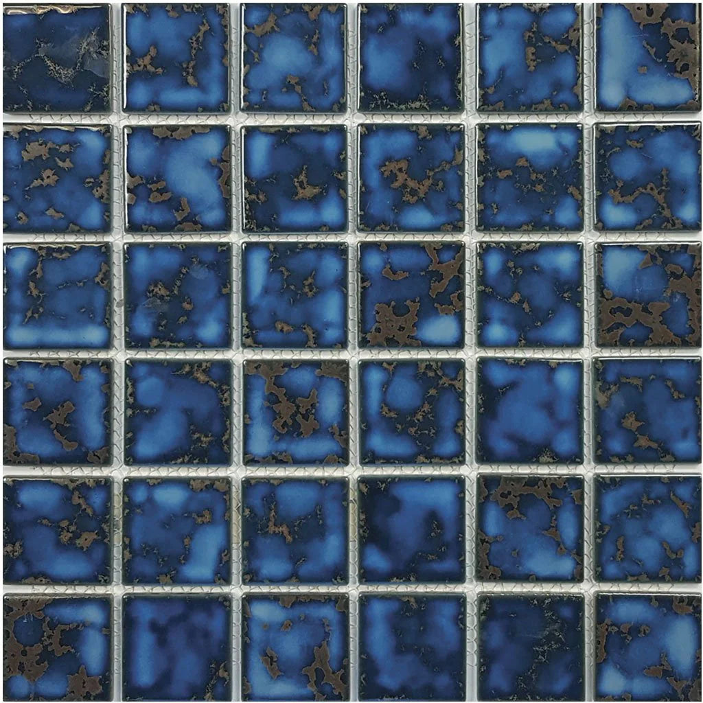 Terra Blue Porcelain Mosaic Pool Tile 2x2 - Harmony Collection