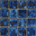 Terra Blue Porcelain Mosaic Pool Tile 3x3 Individual Tiles Mesh Backed 12x12 Sheet