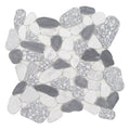 Terrazzo Carrara Nero Smoke Sliced Pebble Mosaic Tile 12x12 Polished Contemporary