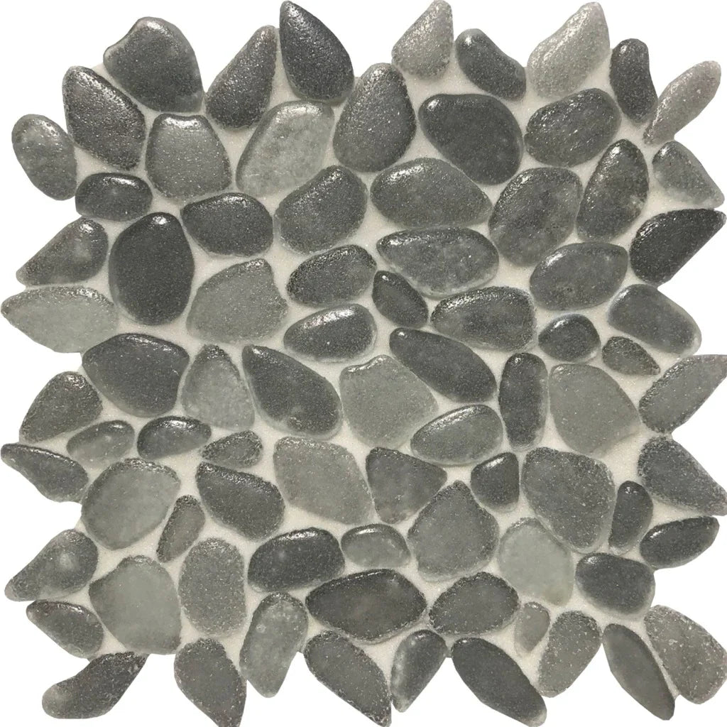 Gray Random Pebble Natural Stone Mosaic Interlocking Tile - 10.5x10.5 Contemporary