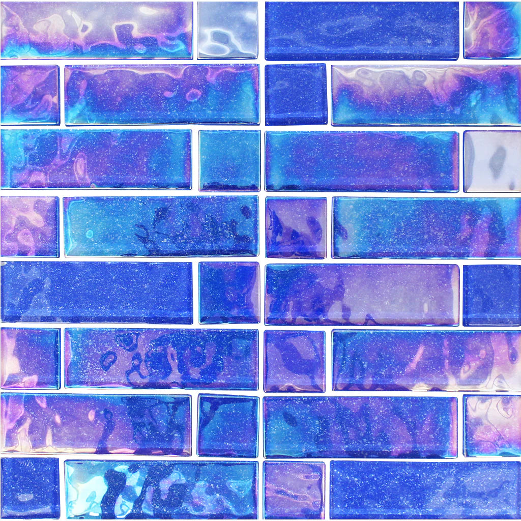 Professional Grade Glass Pool Tile 12x12 Mixed Linear Four Color Stardust Collection