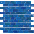 Glass Rectangular Mosaic Tile Aquatica Turquoise 1x2 Pre-Mounted 12x12 Waterproof