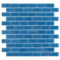 Aquatica Turquoise Glass Mosaic Tile 1x2 Inch - 12x12 Striped