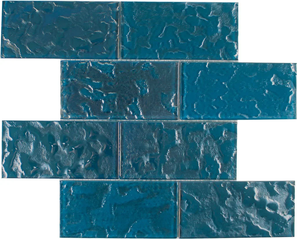Aquatica Turquoise Glass Mosaic Tile 3x6 - Lightwaves Collection