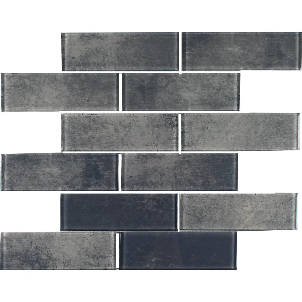 Dark Grey 2x6 Rectangular Glass Mosaic Tile Subway Collection