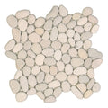 White Pebble Mosaic Stone Tile 11.5x12.25 - Mesh Backed Ocean Stones Spa Collection