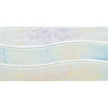 White Iridescent Glass Pool Waterline Tile 6x12 - Wave Pattern
