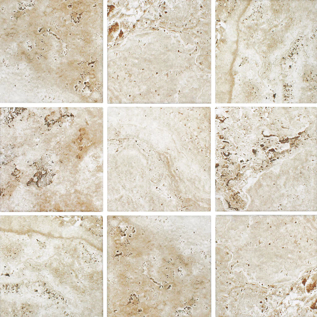 White Porcelain Square Pool Tile 6x6 - Scavo II Collection Water Resistant Design