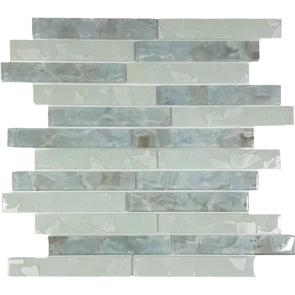 Aquatica Whites Blend Water Resistant Glass Mosaic Tile 1x6 Rectangular Flower Collection