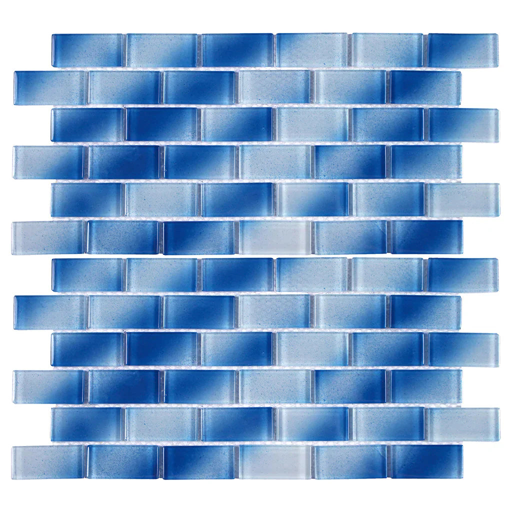 Blue Glass Mosaic Tile 12x12 - Satin Finish Contemporary Design